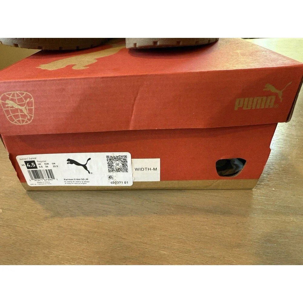 Puma Sneaker Karmen II Idol Size 4.5 M Jr. Ivory Silver Kids Platform Off White - Picture 8 of 11